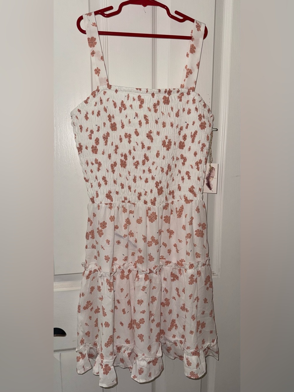Jessica Simpson White Dress with Rust Floral Print